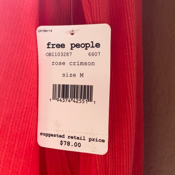 NWT Free People rose crimson ‘Lola’ lace trim top, Medium - Picture 8 of 11